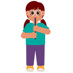 Kid Playing Flute Illustration