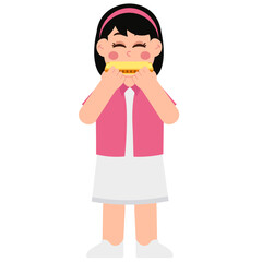 Little Kid Playing Harmonica Illustration