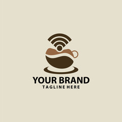 cup coffee wifi logo desain vector