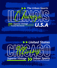 Chicago Illinois urban calligraphy typeface grunge superior vintage, typography, for t-shirt, posters, labels, etc.