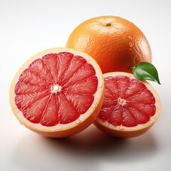 Grapefruit Cut Half Sits White Backgroundphotoreal, Hd , On White Background 