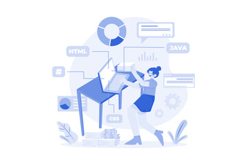 Woman programming on a laptop