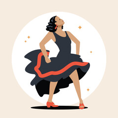vector hand drawn flamenco dance women,