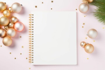 pastel blank diary christmas decoration  - obrazy, fototapety, plakaty