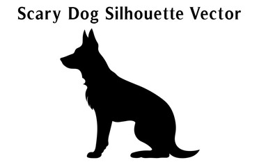 Halloween Scary Dog Vector Silhouettes bundle, Set of silhouettes of Halloween evil Black Dogs