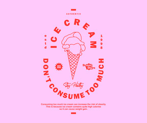 Retro Poster illustration of ice cream Graphic Design for T shirt streetwear and urban style