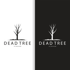 Dry Tree Logo, Dead Tree Plant Design Vector Silhouette Illustration Template
