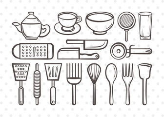 Kitchen Clipart SVG Cut File | Kitchen Svg | Cooking Utensils Svg | Spatula Svg | Spoon Svg Bundle