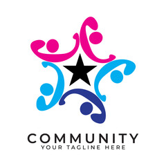 Community logo , community network , and people check.Logos for teams or groups , kindergartens , and companies. With vector illustration editing.