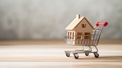 house on shopping cart with copy space 
