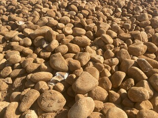 Outdoors landscape Gravel rock fill in background