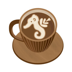 タツノオトシゴのラテアート