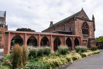 Fototapeta na wymiar cafe on the grounds of Cartlisle Cathedral, Carlisle, Cumbria, UK