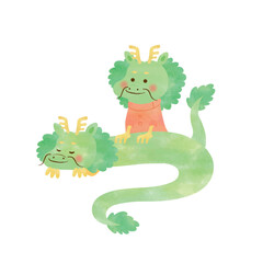 龍のマッサージ師の水彩イラスト