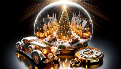 A Timeless Journey: Victorian Christmas Village in a Modern Art Deco Automobile