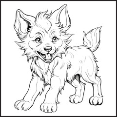 Naklejka premium fox black and white sketch
