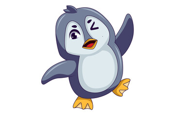 Cute Penguin Character Design Illustration