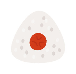 梅おにぎりの手書きベクターイラスト／食べ物・炭水化物