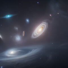 dreamy space with planets, generative AI