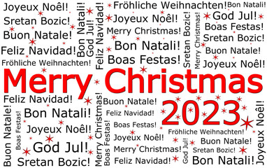Merry Christmas 2023 wordcloud - illustration - 666368946
