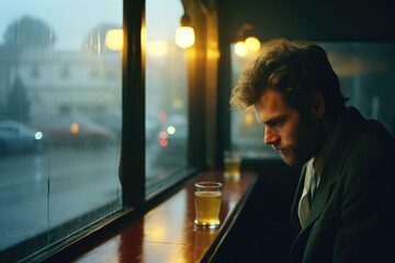 Obraz premium Man drinking in bar