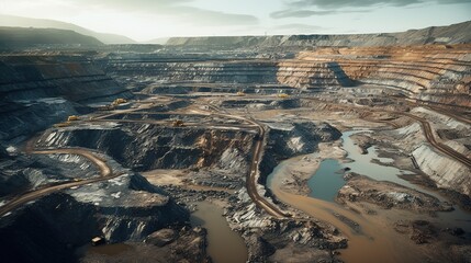 Height View of An Open Pit Mining Site
