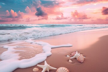 Fototapeta na wymiar Aesthetic Beach Pictures: Summer Beach Vibes Captured in Stunning Visuals