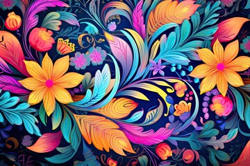 Fototapeta na wymiar Colorful Artistic Boho Wallpaper: Aesthetic Background for Vibrant Digital Decor