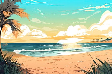 Fototapeta na wymiar Beach Background Wallpaper: Artistic & Trendy Coastal Scenes for Your Desktop