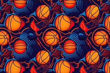 Obraz premium Basketball Wallpapers: Seamless Pattern for Sports Enthusiasts