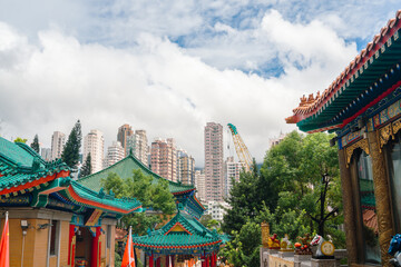 View of Wong Tai Sin Temple in Hong Kong - obrazy, fototapety, plakaty