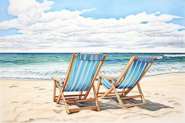 Beach Landscapes: Captivating Beach Chairs Drawing for a Serene Escape