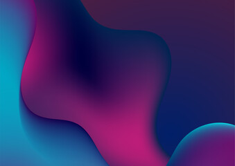 Abstract blue and purple liquid wavy shapes futuristic background. Glowing retro waves vector design