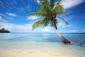 Fototapeta na wymiar Beach Palm Tree: Stunning Palm Tree on Beach - Exclusive Digital Image