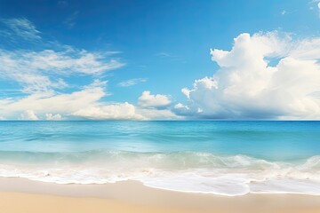 Obraz premium Beach Photo: Wide Panorama Beach Background Concept - Stunning Coastal View for Relaxation and Inspiration