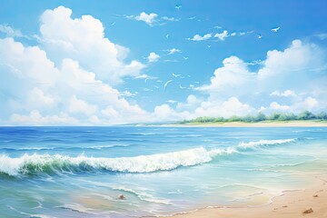 Obraz premium Beach Scene: Captivating Beach Sea View to Indulge in Tranquility