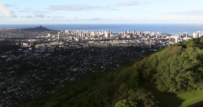 Sunrise over Honolulu Hawaii cityscape