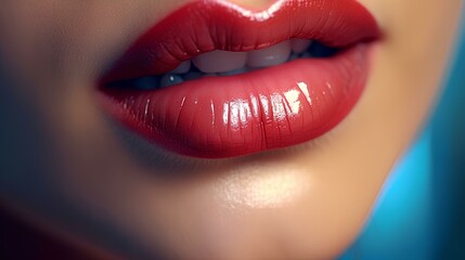 Fototapeta premium a beautiful girl's lips are beautifully colored 
