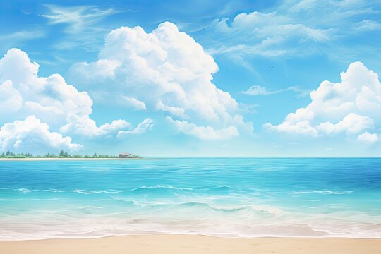 Beach Theme Background: Inspire Tropical Beach Seascape Horizon - Ultimate Seaside Fantasy in Stunning Digital Image