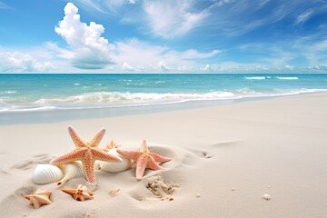 Fototapeta na wymiar Beach Theme Background: Vacation Travel Holiday - Stunning Beach Banner Image