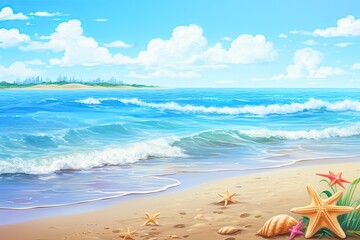 Fototapeta na wymiar Beach View: Stunning Holiday Summer Beach Background for Your Perfect Getaway