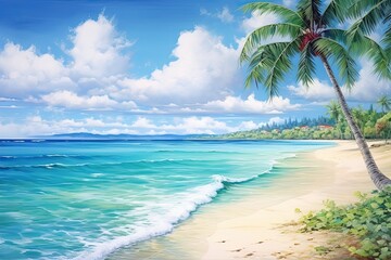 Beach View: Inspire Tropical Beach Seascape Horizon - Stunning Digital Image
