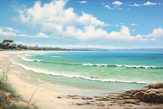 Panoramic Beach Landscape: Breathtaking Beach View in Stunning High-Resolution Image