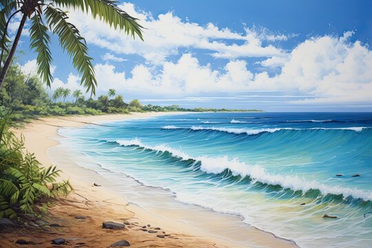 Beach View: Inspire Tropical Beach Seascape Horizon Digital Image