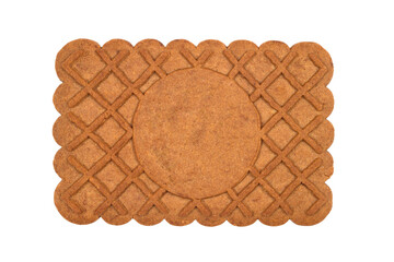 Sweet brown cookies with a rectangular shape. Close-up of cookies.