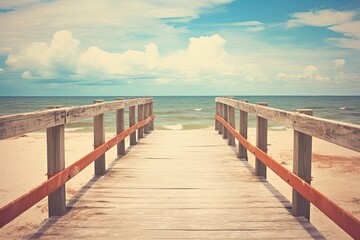 Fototapeta premium Beach Bridges: Vintage Tone Filter Effect Color Style for a Breathtaking Coastal Experience