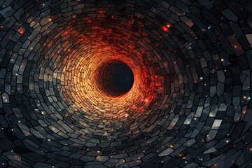 Black Hole Wallpaper: Vintage Abstract Illustration featuring Mosaic Structure