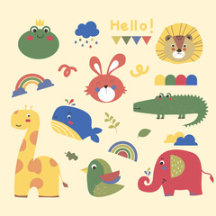 Naklejka premium Cute Animal Zoo Vector Collection