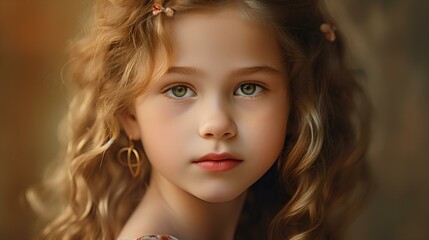 Fototapeta premium a young girl with long hair and big eyes