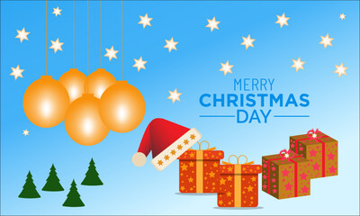 Obraz premium Christmas Day Celebration banner. Joyful Holiday Xmas Party Concept with Festive Decorations, Gifts, and Merry Traditions. background, banner, card, poster design, greeting cards.